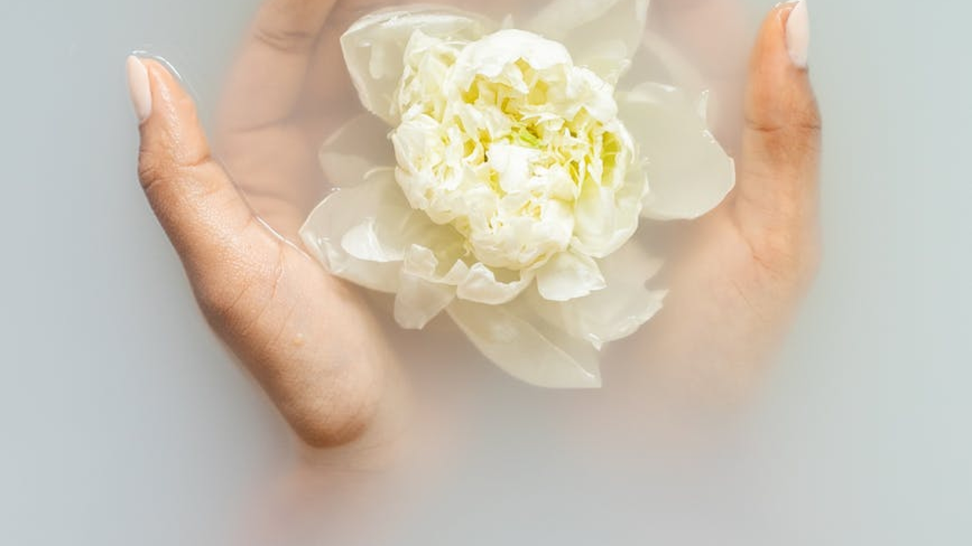 gentle woman with flower in hands